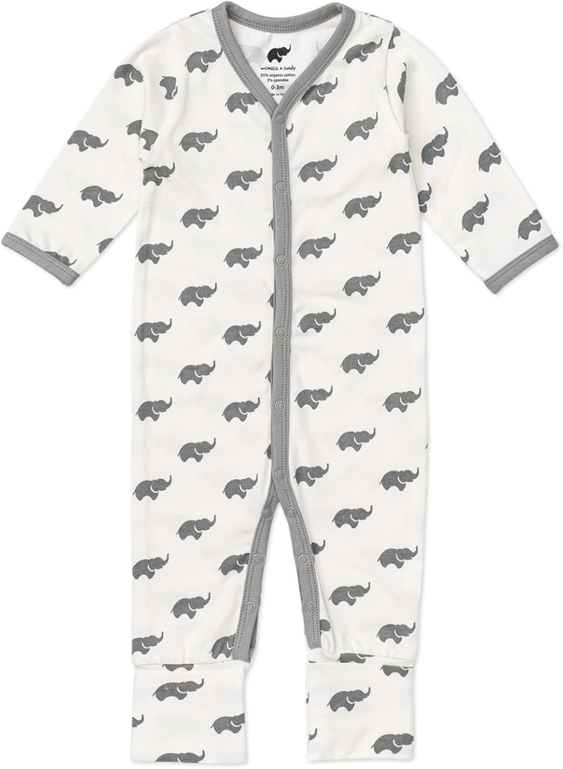 MONICA + ANDY on the Go One-Piece for Baby Girls & Boys (0-9+ Months) – Soft Long Sleeve Romper, Made with Organic Cotton