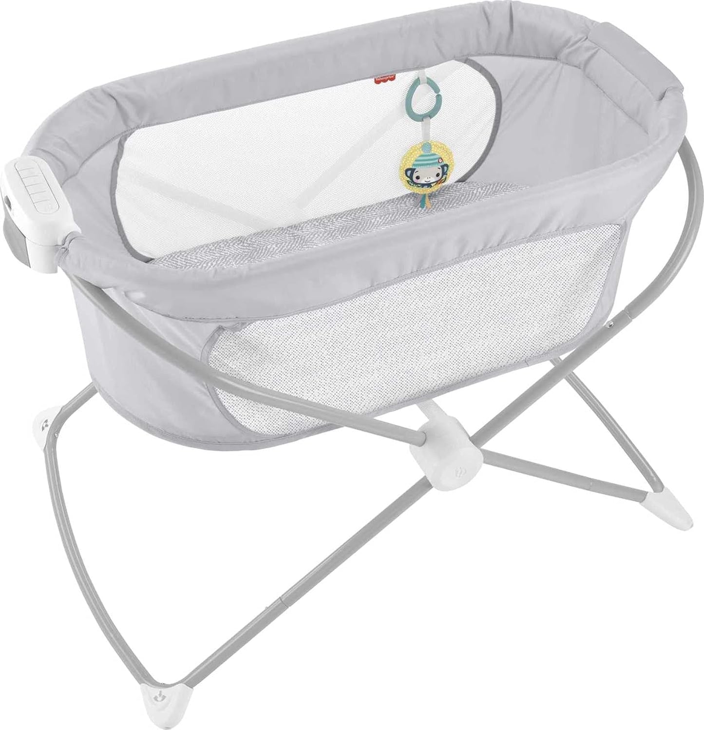 Fisher-Price Portable Baby Crib Soothing View Vibe Bassinet with Music Vibrations & Slim Fold for Travel Newborns 0+ Months, Hearthstone