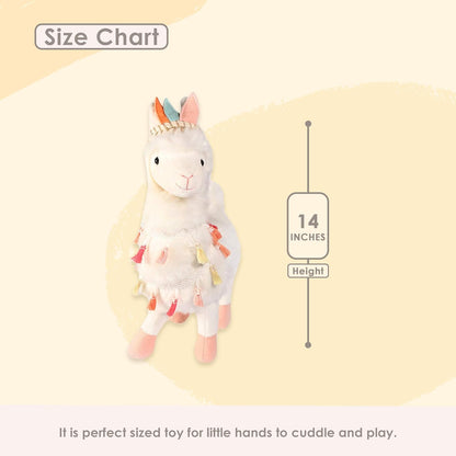 MON AMI Designer Tribal Lama Stuffed Animal - 14", White, Fluffy Alpaca Plushie, Use as Toy/Nursery Décor, Great Gifts for Kids of All Ages