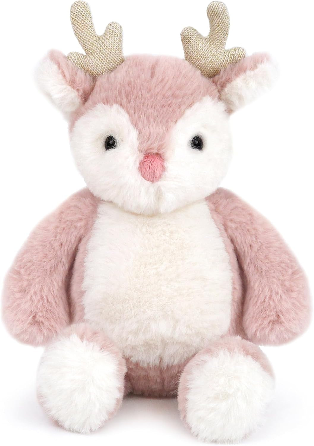 MON AMI Holly the Reindeer Stuffed Animal – 10”, Plush Pink Reindeer, Moose Stuffed Toy, Red Nosed Reindeer, for Kids of All Ages