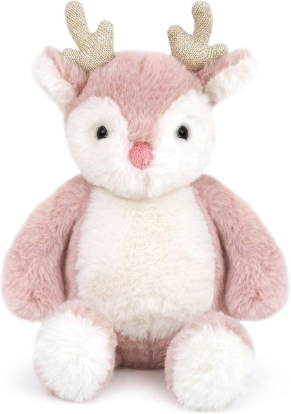 MON AMI Holly the Reindeer Stuffed Animal – 10”, Plush Pink Reindeer, Moose Stuffed Toy, Red Nosed Reindeer, for Kids of All Ages