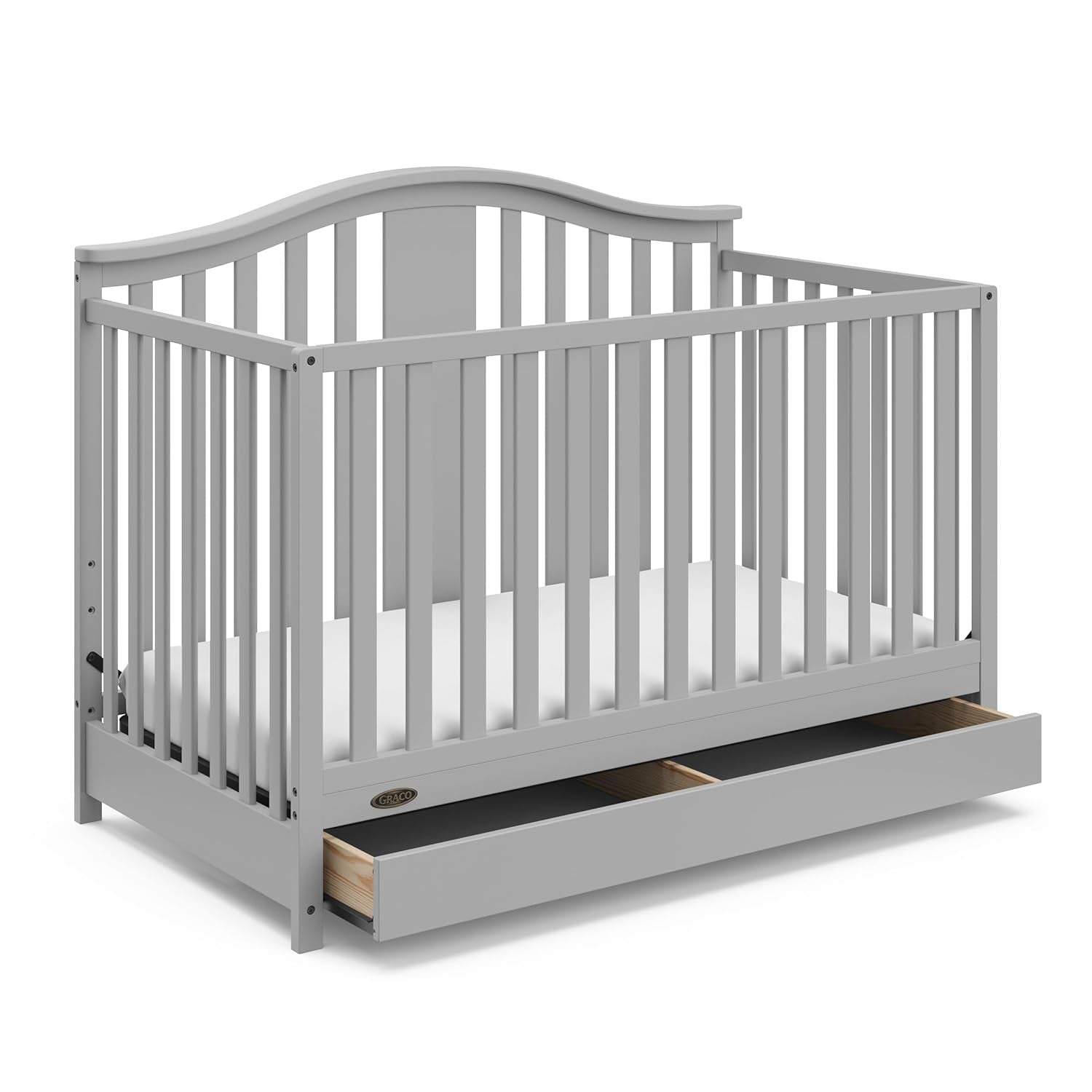 Graco Solano 4-In-1 Convertible Crib with Drawer Combo (White) – GREENGUARD Gold Certified, Includes Full-Size Nursery Storage Drawer, Converts to Toddler Bed and Full-Size Bed