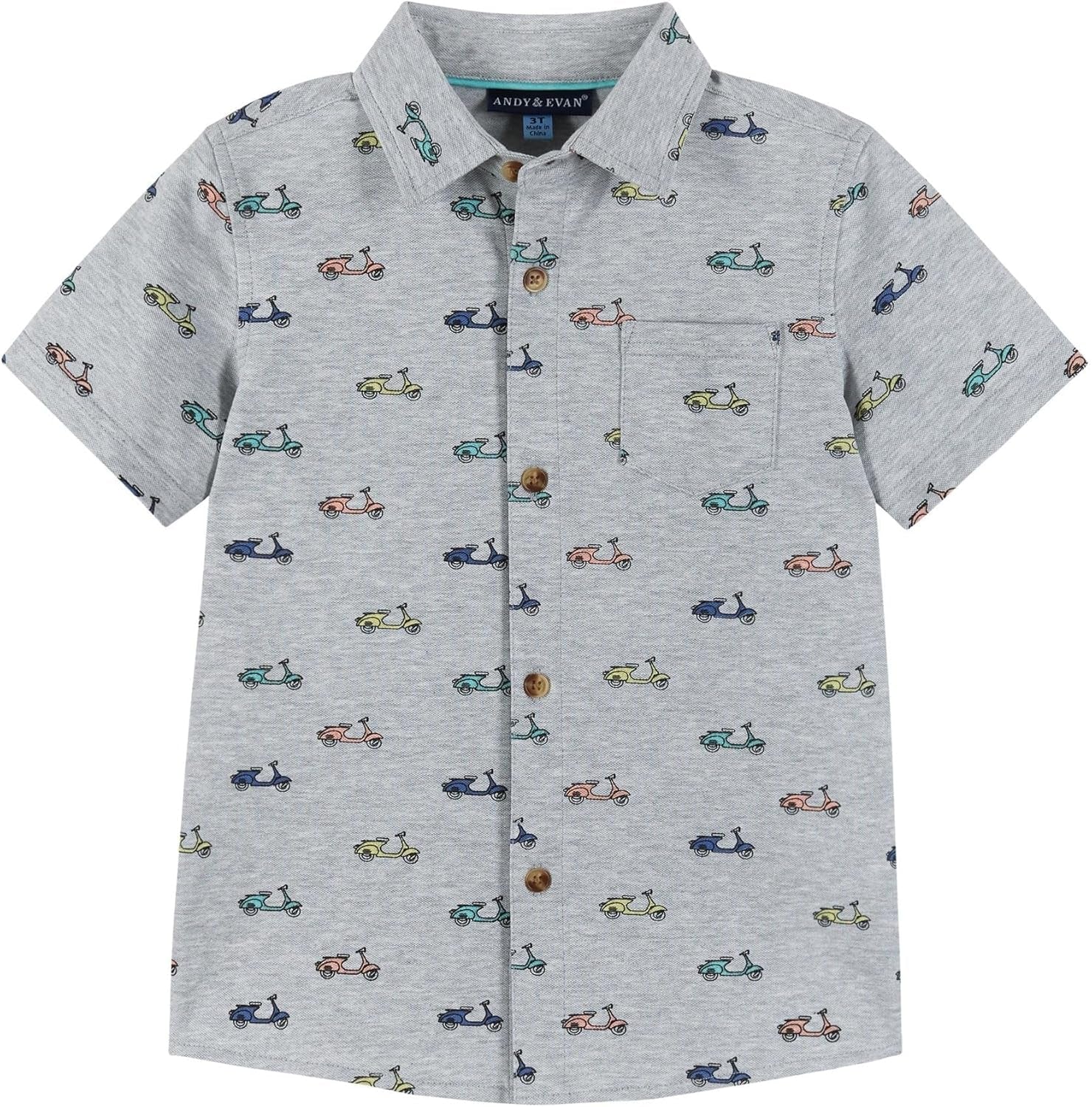 Andy & Evan Boys' Short Sleeve Button-Down Shirts, Stylish Summer Spring Shirts for Boys, Lightweight and Breathable