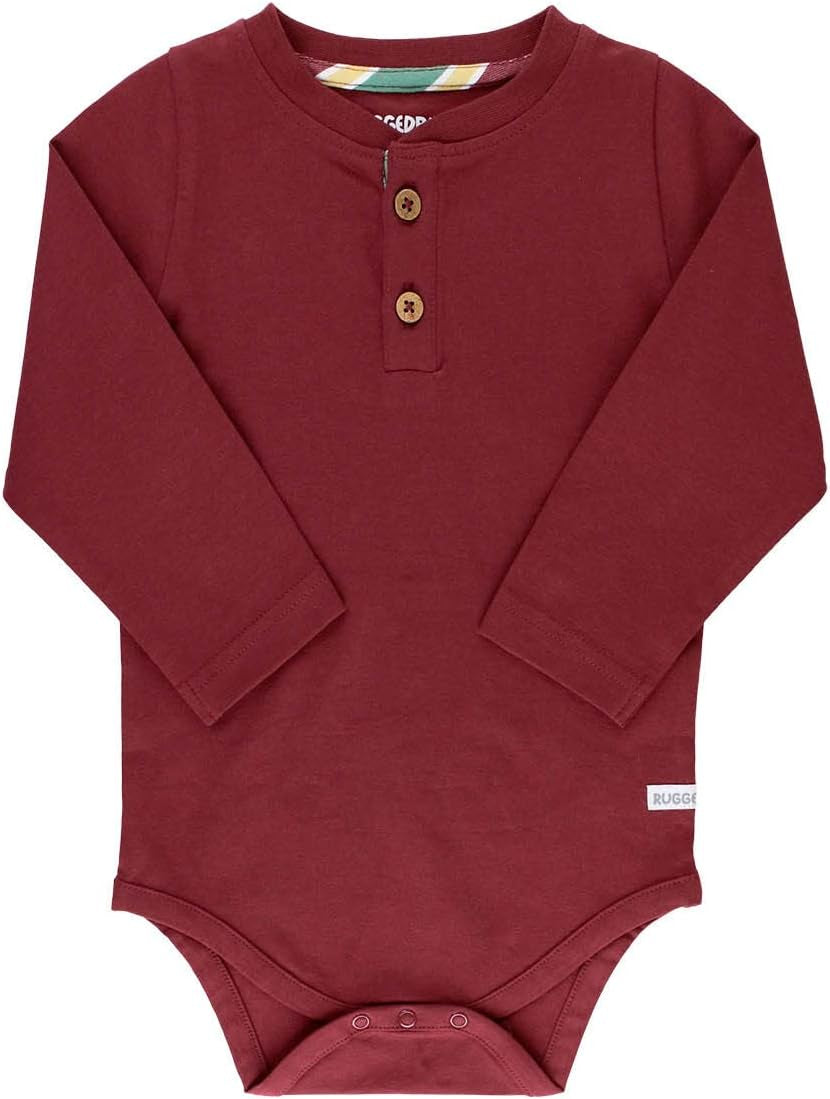 RUGGEDBUTTS® Baby/Toddler Boys Henley Raglan Long Sleeve Baseball Tee Bodysuit Knit One-Piece