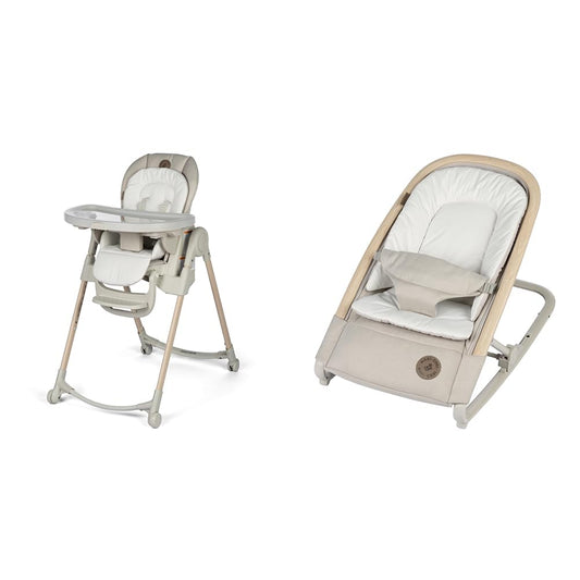 Maxi-Cosi Minla 6-In-1 High Chair & Kori 2-In-1 Rocker Bundle, Classic Oat