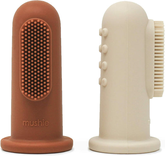 Mushie Baby Finger Toothbrush (Clay/Shifting Sand) 2-Pack