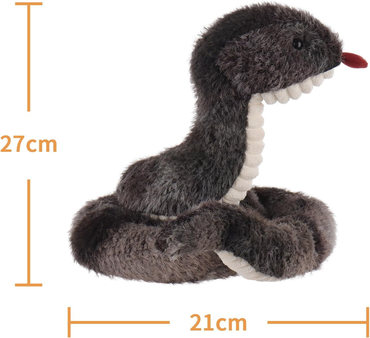 Apricot Lamb Snake Plush Stuffed Animals for Kids, Soft Cute Plush Toys for Baby Girl and Boy, Fluffy Snake Black 10.7 Inches