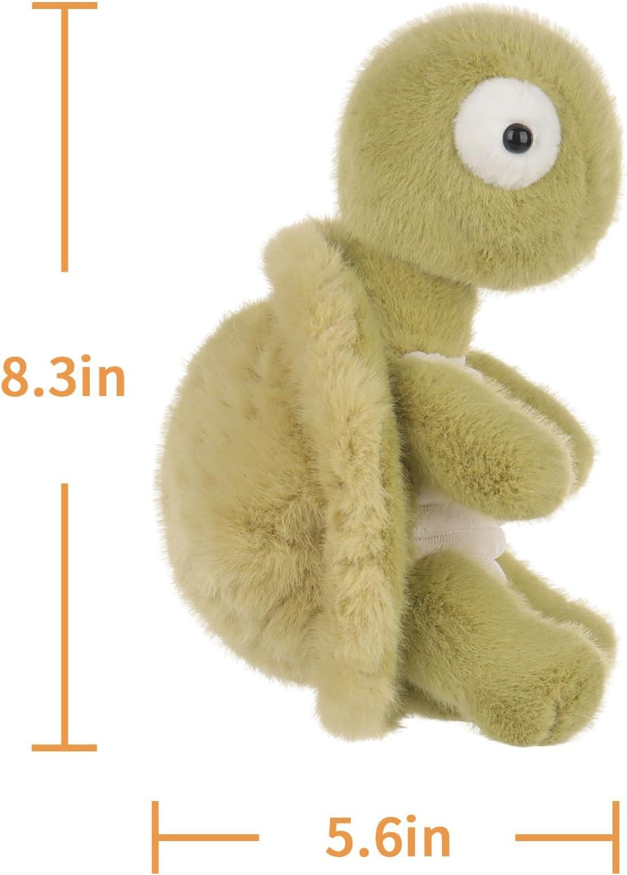 Apricot Lamb Slow Turtle Plush Stuffed Animals for Kids, Soft Cute Plush Toys for Baby Girl and Boy, Fluffy Slow Turtle Green 8.3 Inches