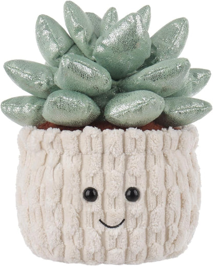 Apricot Lamb Potted Shiny Succulents Plush Stuffed Animals for Kids, Soft Cute Plush Toys for Baby Girl and Boy, Fluffy Potted Shiny Succulents Green 7.1 Inches