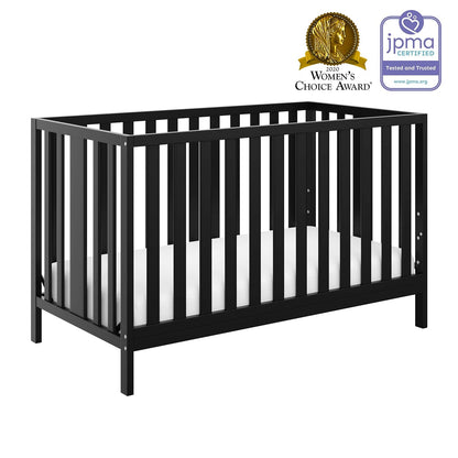 Storkcraft Pacific 5-In-1 Convertible Crib - (Black) – Converts from Baby Crib to Toddler Bed, Daybed and Full-Size Bed, Fits Standard Full-Size Crib Mattress, Adjustable Mattress Support Base