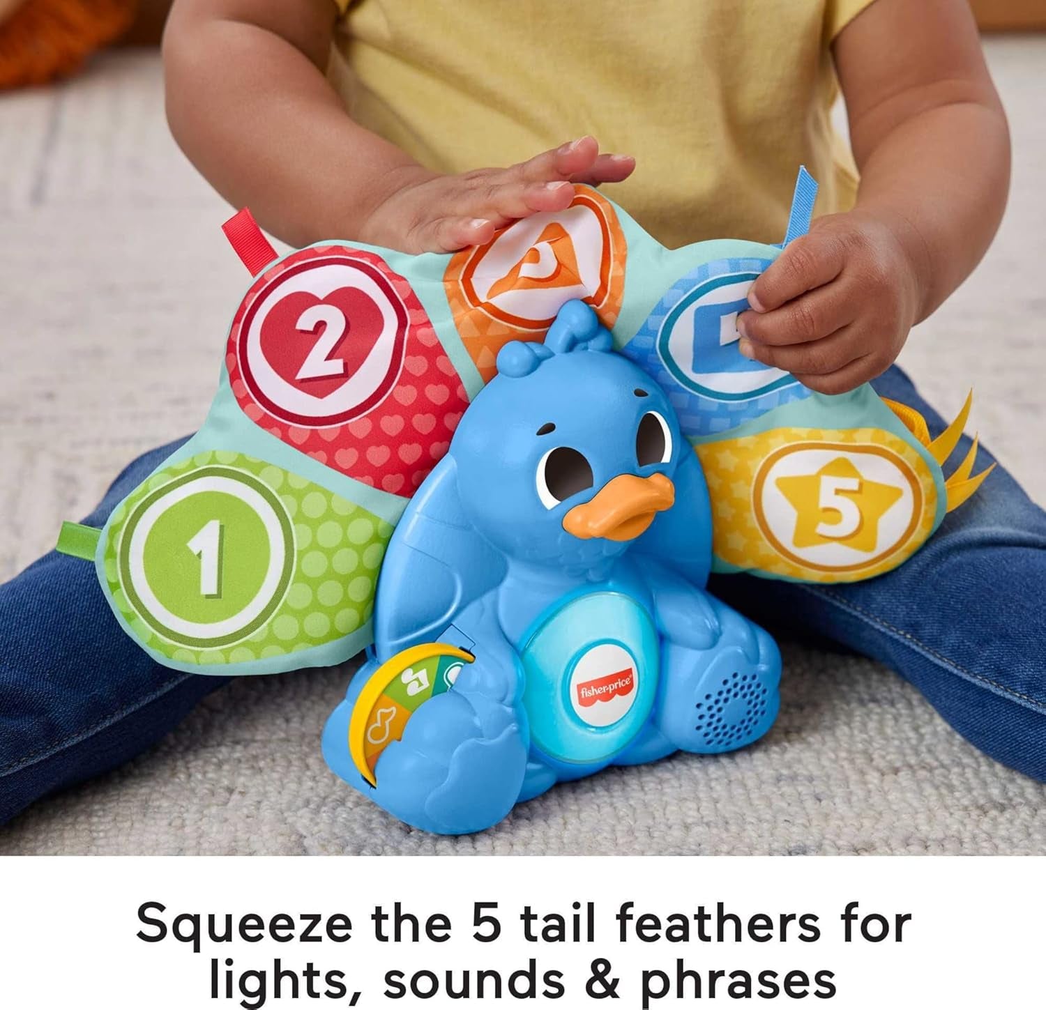 Fisher-Price Baby Learning Toy Linkimals Counting & Colors Peacock with Lights & Music for Infants Ages 9+ Months, Compatible Only with Linkimals Items