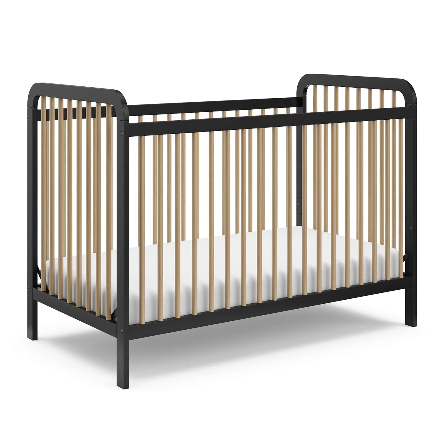 Storkcraft Pasadena 3-In-1 Convertible Crib (White with Driftwood) – GREENGUARD Gold Certified, Converts to Daybed and Toddler Bed, Fits Standard Full-Size Crib Mattress, Adjustable Mattress Height