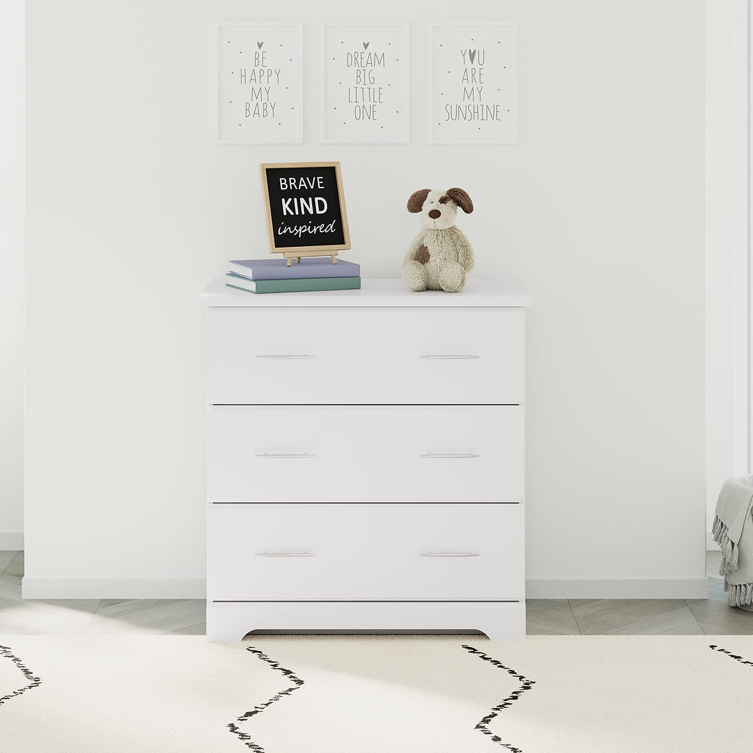 Storkcraft Brookside 3 Drawer Dresser (White) – Baby and Kids Bedroom Organizer, Nursery Chest, Storage Dresser with Drawers, Universal Design