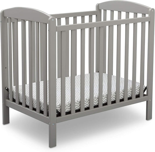 Delta Children Emery Mini Convertible Baby Crib with 2.75-Inch Mattress, Grey