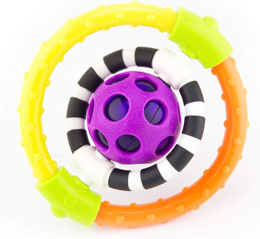 Sassy Spin and Chew Flex Ring Rattle with Dual Action Spinners, for Ages 0+ Months