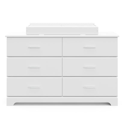 Storkcraft Brookside 6 Drawer Double Dresser (White) – GREENGUARD Gold Certified, Dresser for Nursery, Kids, Chest of Drawers