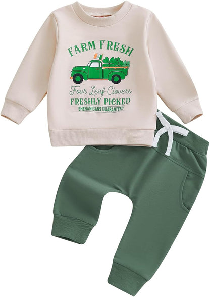 Toddler Baby Boy Clothes Crewneck Sweatshirt Long Sleeve Letter Print Shirt with Pants Cute Fall Winter Outfits