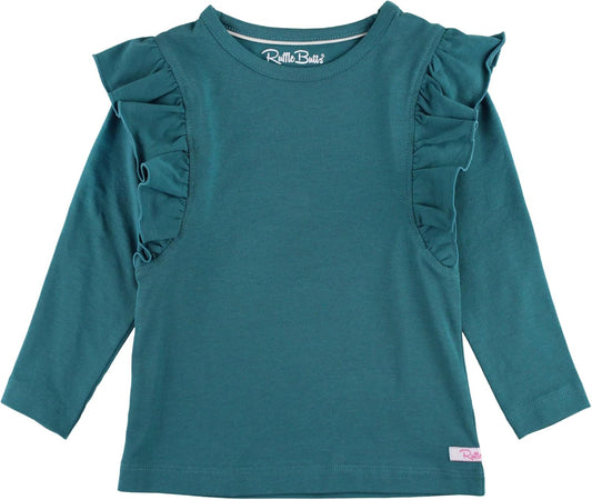 Rufflebutts Colonial Blue Knit Flutter Sleeve Top - 12-18M