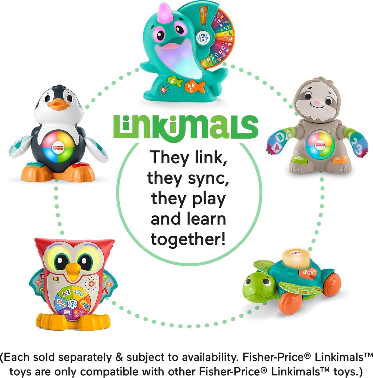 Fisher-Price Toddler Learning Toy Linkimals Light-Up & Learn Owl for Ages 18+ Months, Compatible Only with Linkimals Items