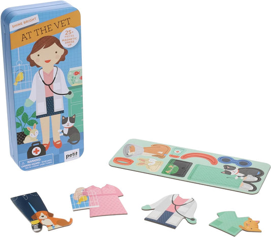 Petit Collage: Shine Bright - at the Vet Magnetic Dress-Up Toy Magnetic Game Board with Mix and Match Magnetic Pieces, Ideal for Ages 3+ – Includes 2 Scenes and 25 Creative Magnetic Pieces