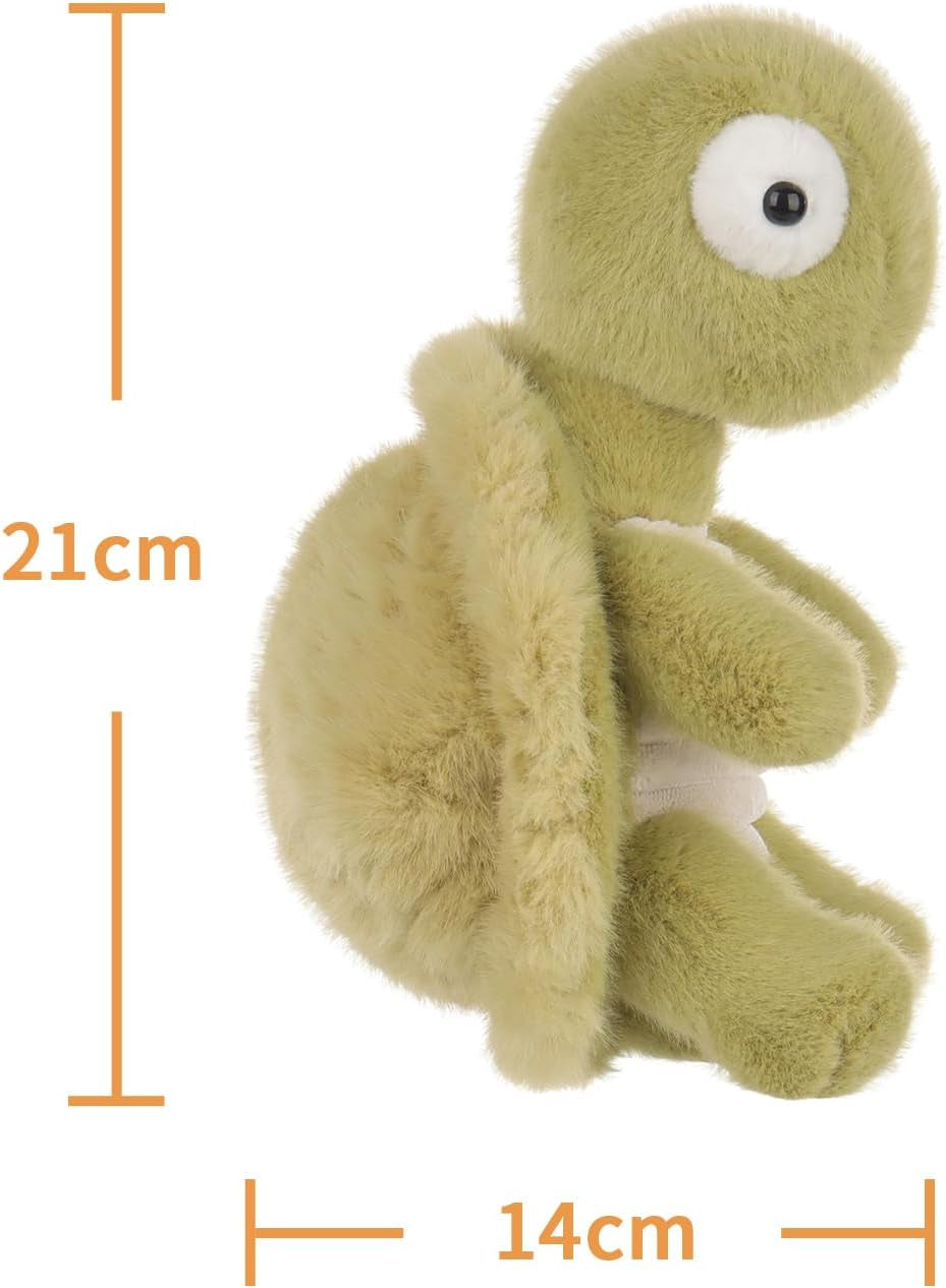 Apricot Lamb Slow Turtle Plush Stuffed Animals for Kids, Soft Cute Plush Toys for Baby Girl and Boy, Fluffy Slow Turtle Green 8.3 Inches