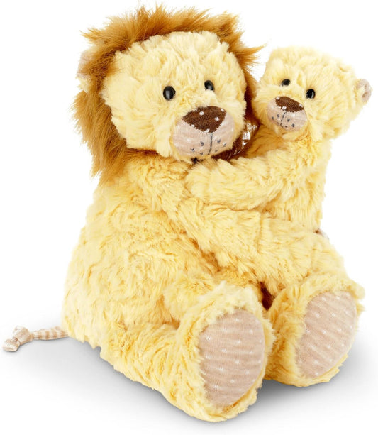 DEMDACO Lion Mom and Baby 8.5 Inch Yellow and Brown Polyester Childrens Plush Stuffed Animal