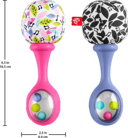 Fisher-Price Newborn Toys Rattle ‘N Rock Maracas, 2 Soft Musical Instruments for Developmental Play Babies Ages 3+ Months, Pink & Purple