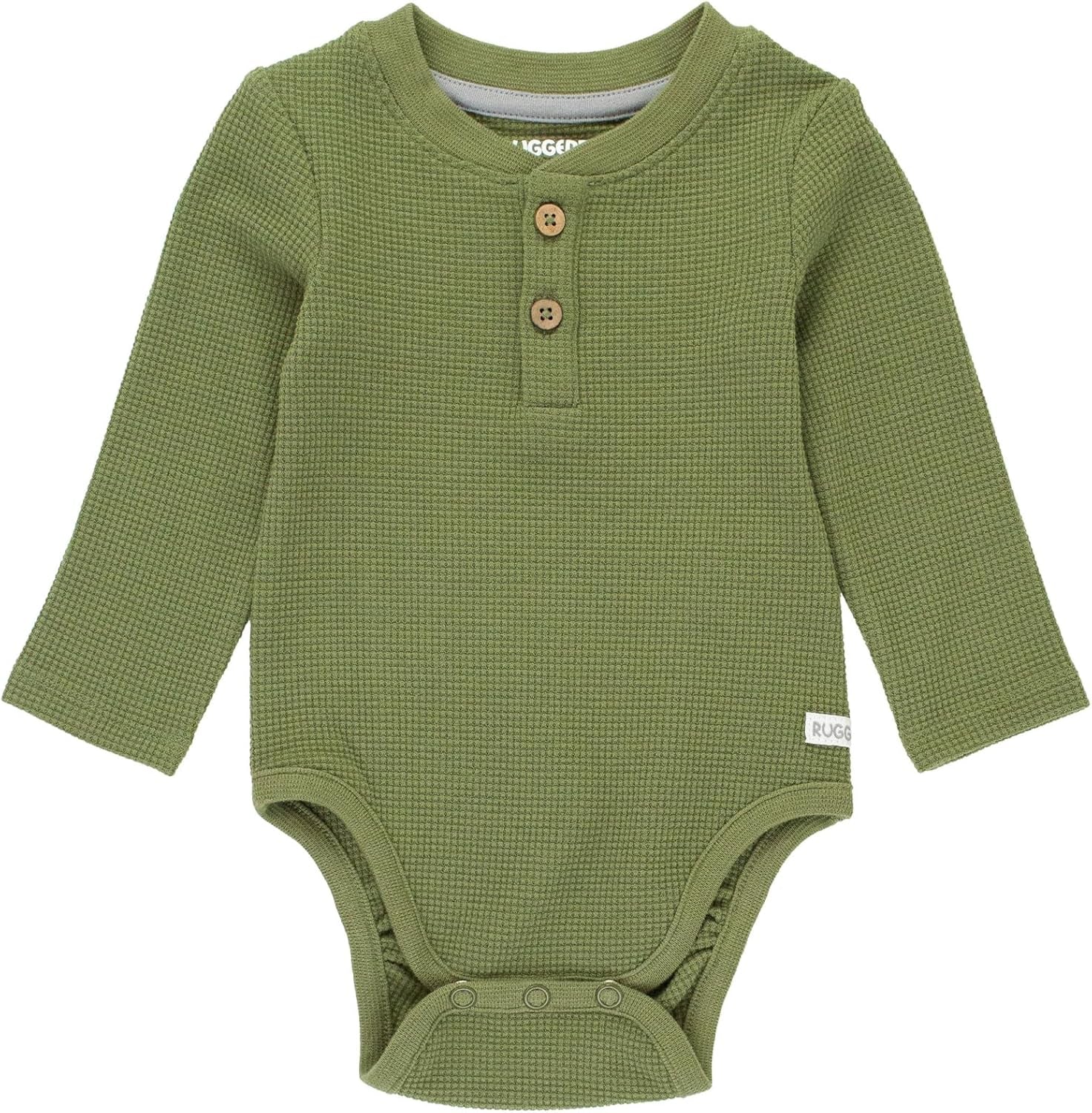 RUGGEDBUTTS® Baby/Toddler Boys Henley Raglan Long Sleeve Baseball Tee Bodysuit Knit One-Piece