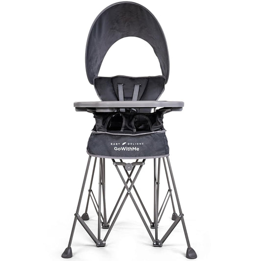 Baby Delight Go with Me Uplift Deluxe Portable High Chair | Sun Canopy | Indoor and Outdoor | Grey