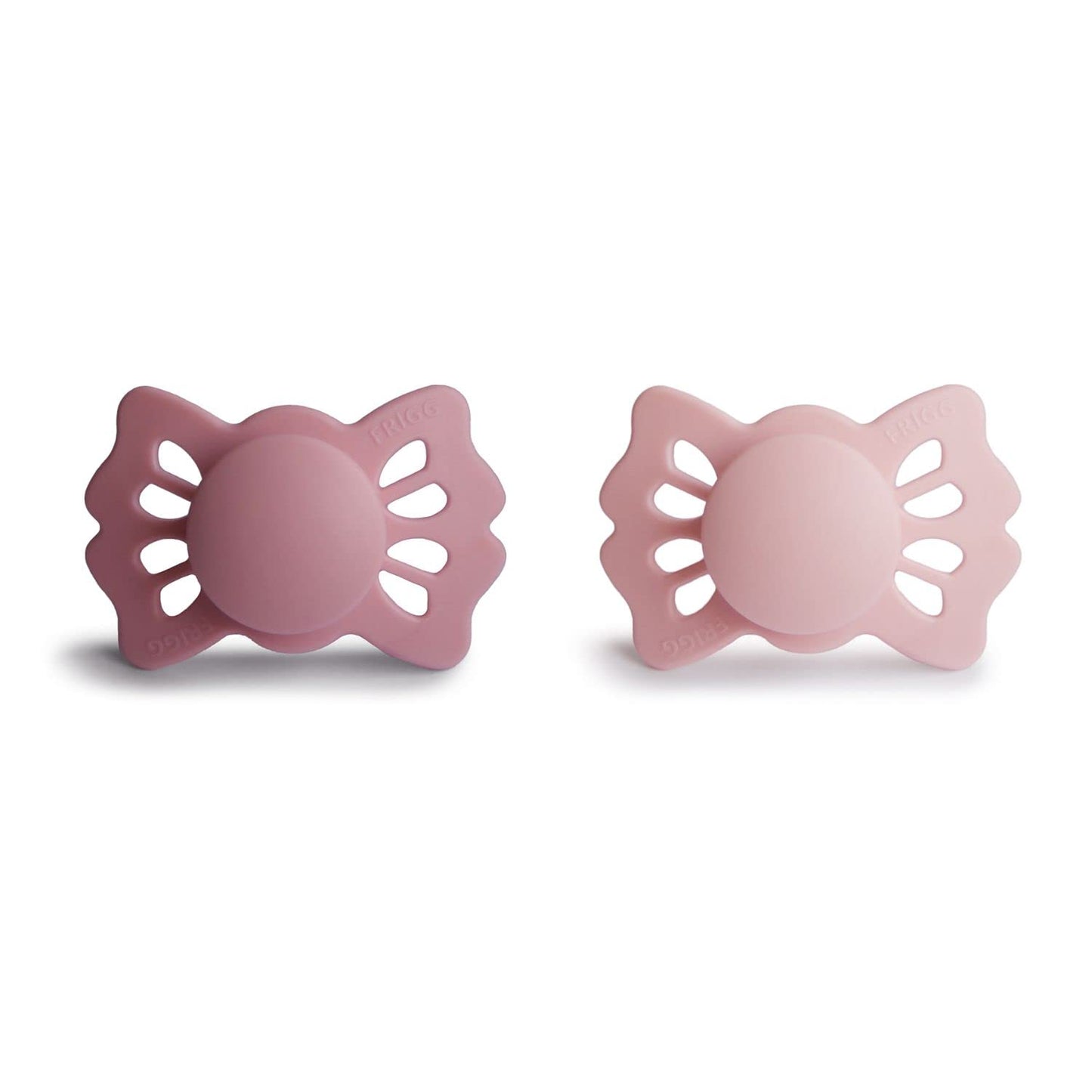 FRIGG Lucky Symmetrical Silkysoft Silicone Baby Pacifier | Made in Denmark | Bpa-Free (Cedar/Baby Pink, 0-6 Months)