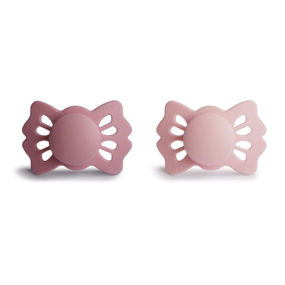 FRIGG Lucky Symmetrical Silkysoft Silicone Baby Pacifier | Made in Denmark | Bpa-Free (Cedar/Baby Pink, 0-6 Months)