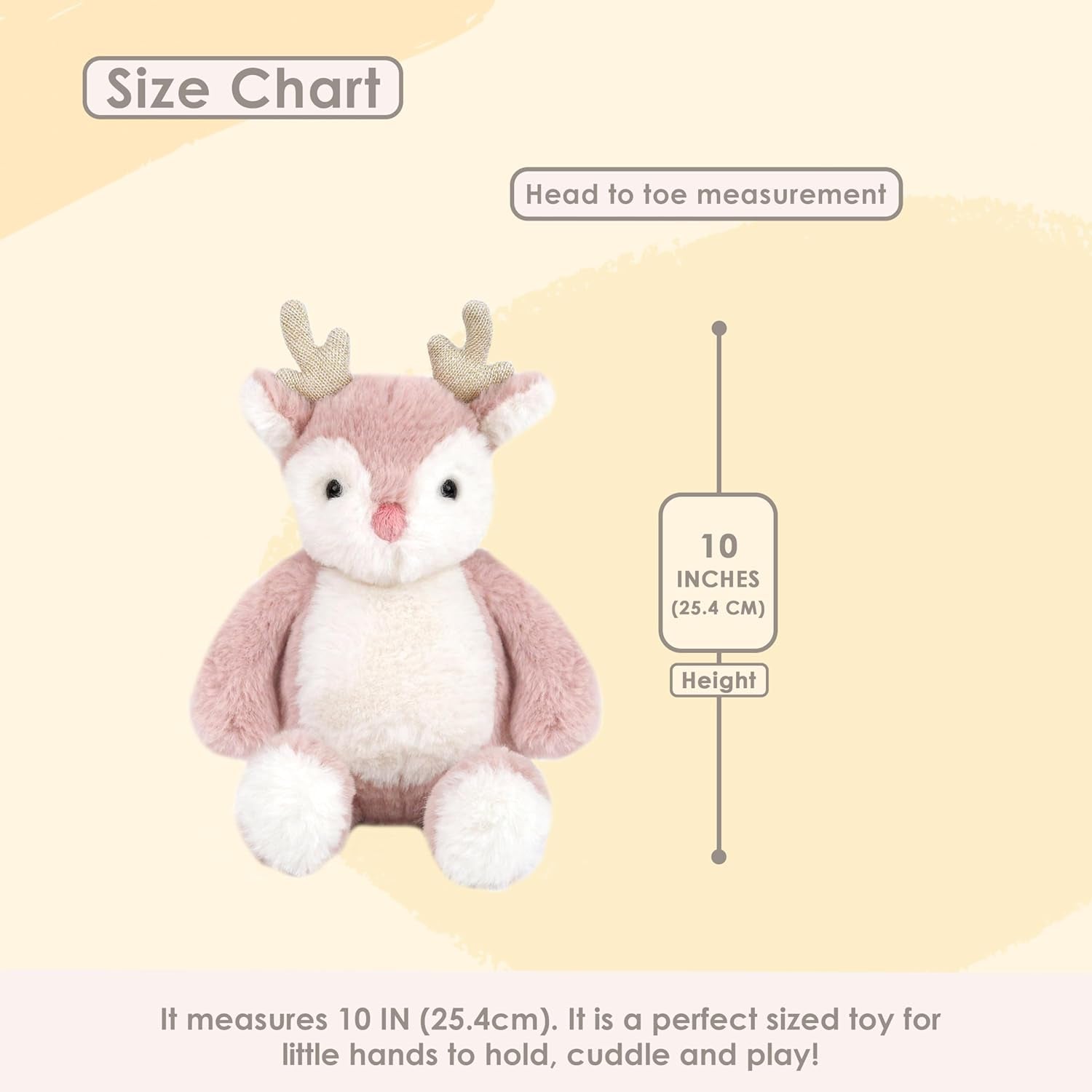 MON AMI Holly the Reindeer Stuffed Animal – 10”, Plush Pink Reindeer, Moose Stuffed Toy, Red Nosed Reindeer, for Kids of All Ages