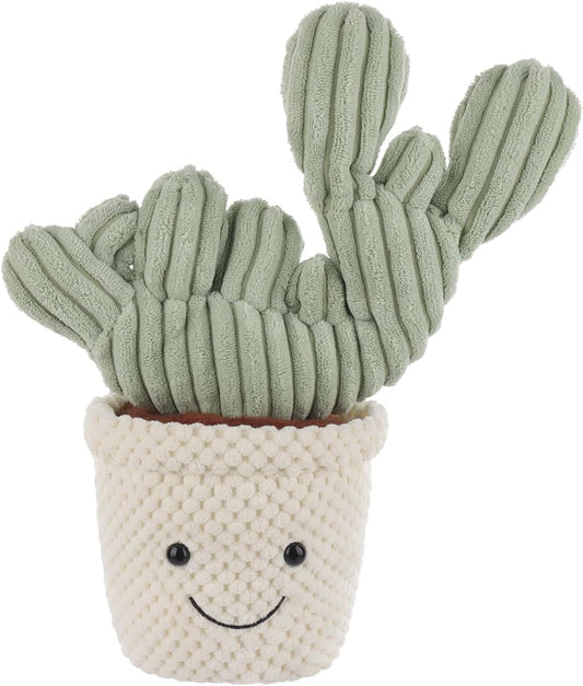 Apricot Lamb Soft Cactus Plant Plush Toy, Stuffed Green Pot, Kawaii Plushie for Kids, 12"