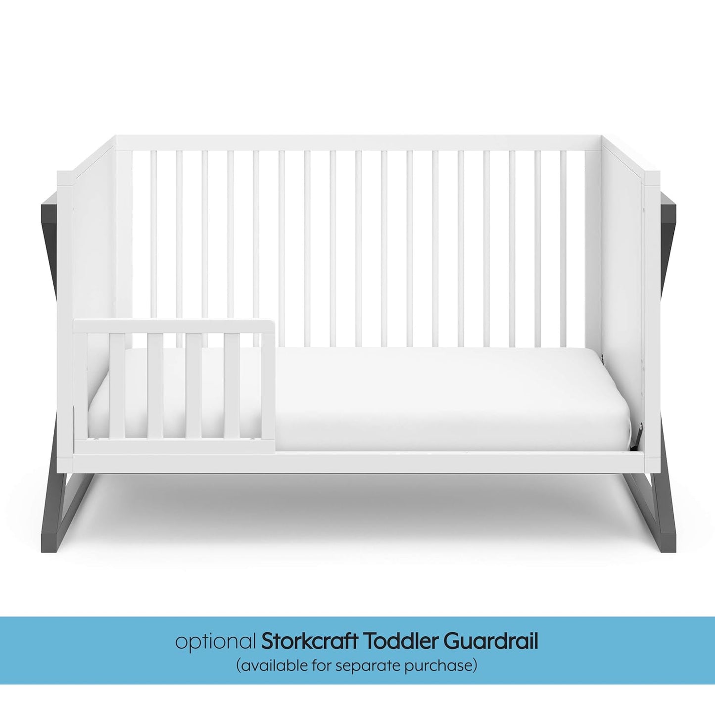 Storkcraft Equinox 3-In-1 Convertible Crib (Gray) – Easily Converts to Toddler Bed and Daybed, 3-Position Adjustable Mattress Support Base, Modern Two-Tone Design for Contemporary Nursery