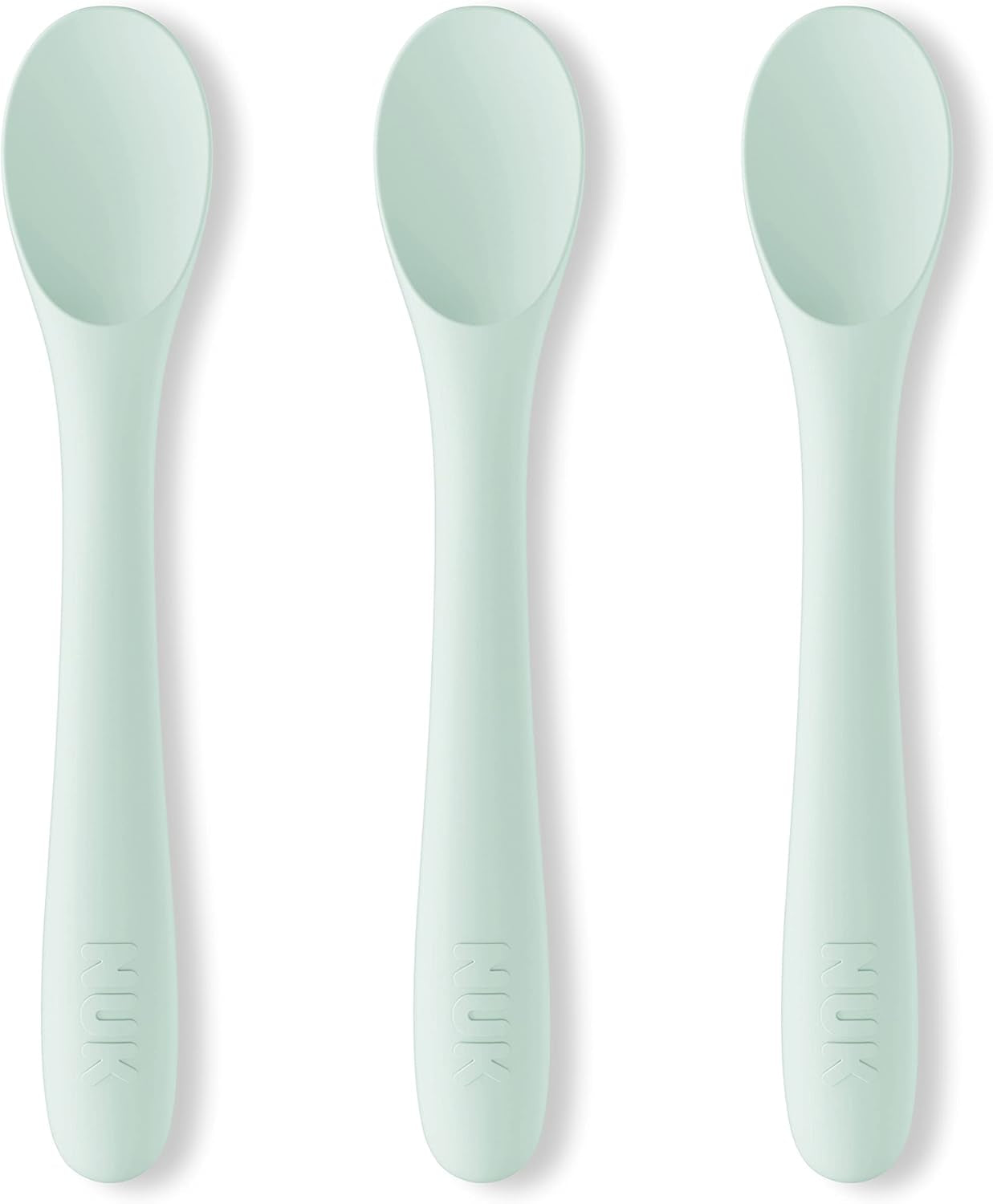 NUK Silicone Baby Spoons, Durable Silicone Material, Easy to Hold & Feed, Dishwasher-Safe, Bpa-Free, Pack of 3