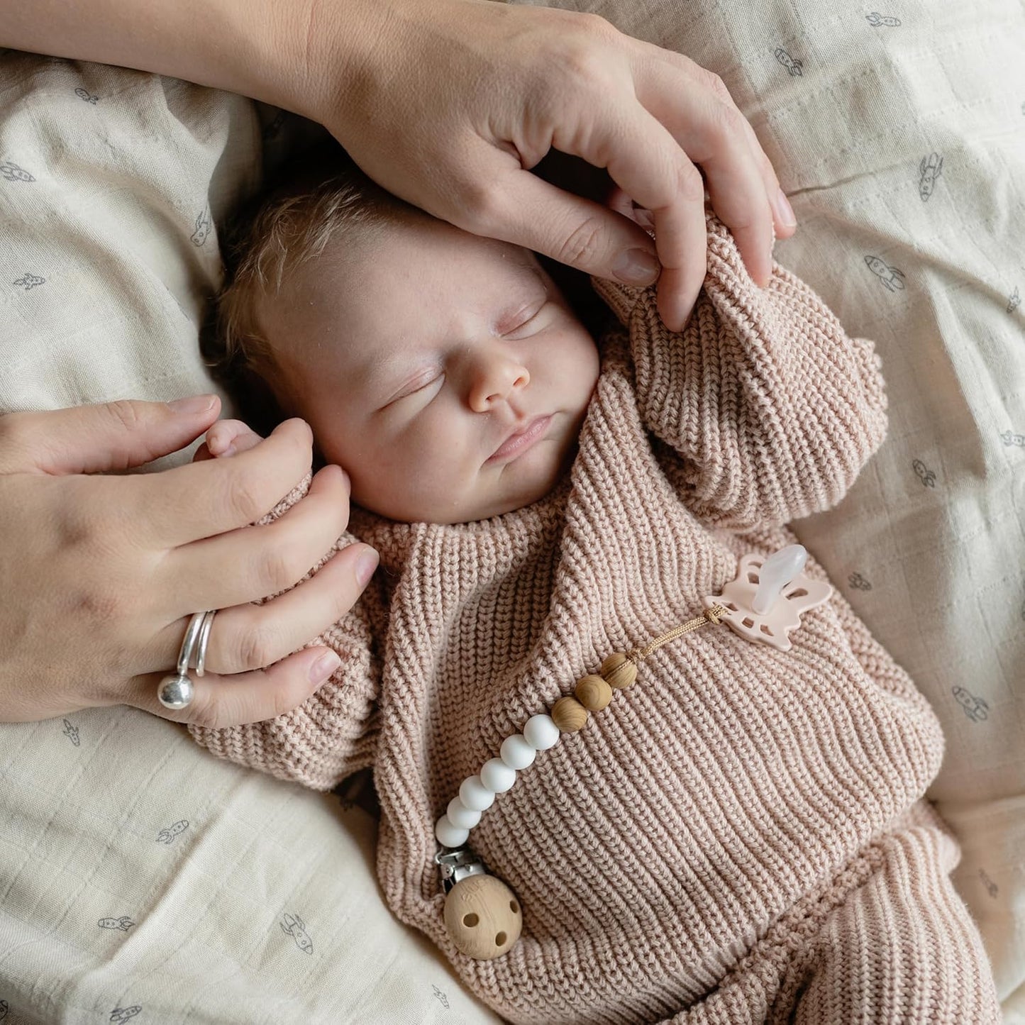 Mushie Muslin Baby Swaddle Blanket | 100% Organic Cotton (Caramel Dots)