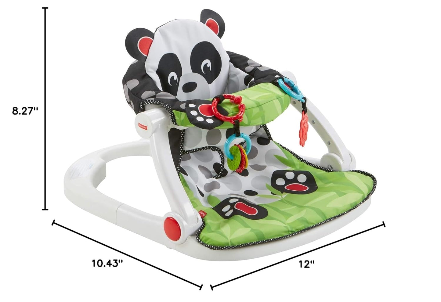 Fisher-Price Portable Baby Chair Sit-Me-Up Floor Seat with Developmental Toys and Crinkle & Squeaker Seat Pad, Panda Paws