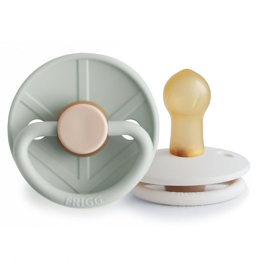 FRIGG Little Viking Natural Rubber Baby Pacifier 2-Pack | Made in Denmark | Bpa-Free (Sage/Cream, 0-6 Months)