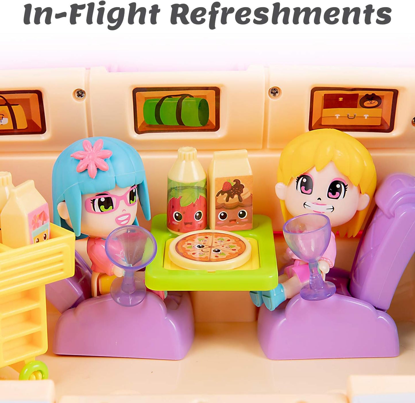 Iplay, Ilearn Airplane Doll House Playset, Girls Dollhouse Pretend Play Set, Toddler Pink Dream Jet Plane Toy Accessory W/ 5 Mini People Furniture, Imaginative Birthday Gifts for 3 4 5 6 Year Old Kid