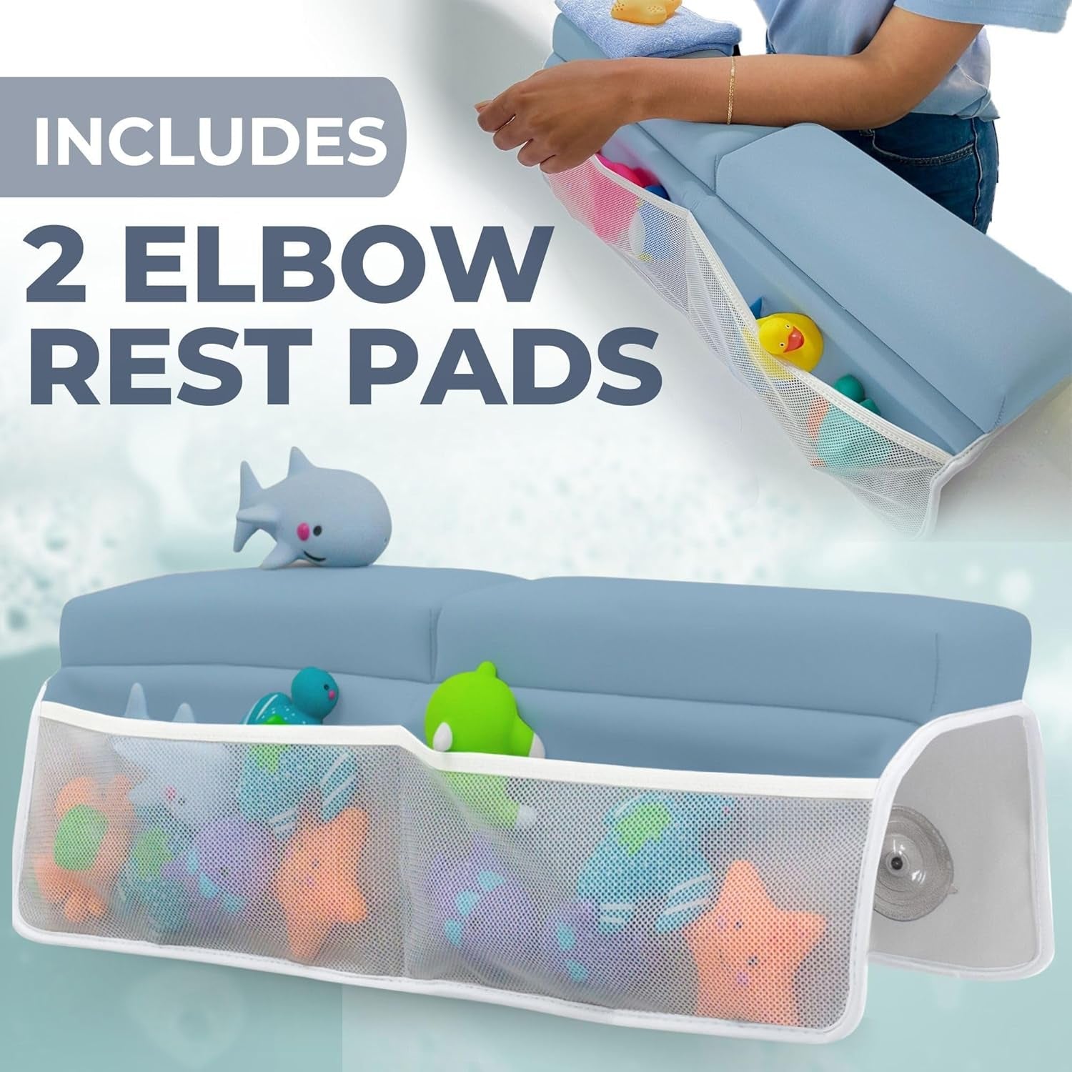 Bath Kneeler & Elbow Rest Pad Set (Blue) & Foam Ball Pit Grey Bundle