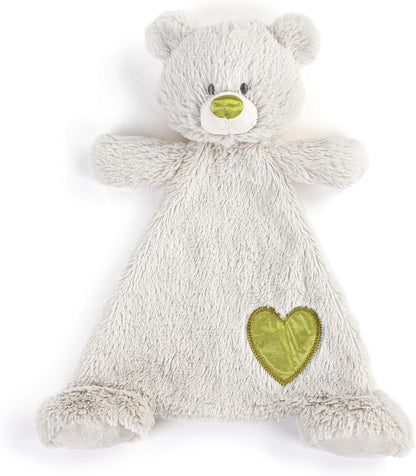 DEMDACO Birthstone Color Peridot Green and Grey 13 X 11 Inch Childrens Stuffed Animal Blankie Bear August