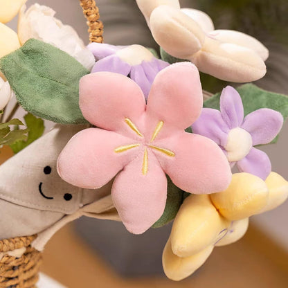 Cute Flower Plush Doll Stuffed Plant Plushie Soft Flower Doll Lovely Smiling Face Huggable Handing Flower Toy Sweet Gifts for Boys Girls Kids Adults, Pink, W32PL00075