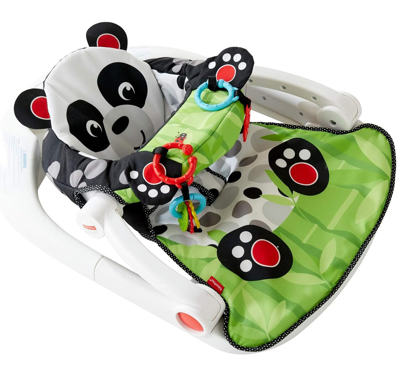 Fisher-Price Portable Baby Chair Sit-Me-Up Floor Seat with Developmental Toys and Crinkle & Squeaker Seat Pad, Panda Paws