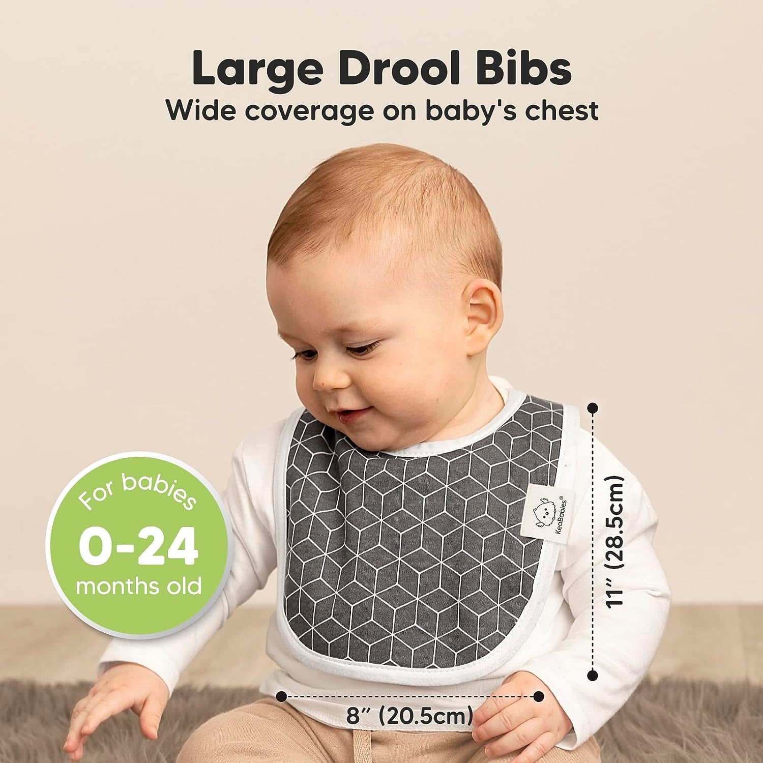 8-Pack Organic Baby Bibs for Boys, Girls - Soft Cotton Drooling and Teething Baby Bibs, Baby Girl Bibs, Baby Boy Bibs, Baby Drool Bibs for Baby Girl, Boy, Newborn Infant Bibs (Grayscale)