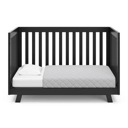 Storkcraft Beckett Convertible Crib (Black) – Converts from Baby Crib to Toddler Bed and Daybed, Fits Standard Full-Size Crib Mattress, Adjustable Mattress Support Base