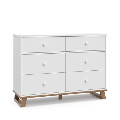 Storkcraft Modern Nursery Changing Table Dresser (White with Vintage Driftwood) – GREENGUARD Gold Certified, Baby Dresser with Changing Table Top, Dresser for Nursery, Changing Table with Drawers