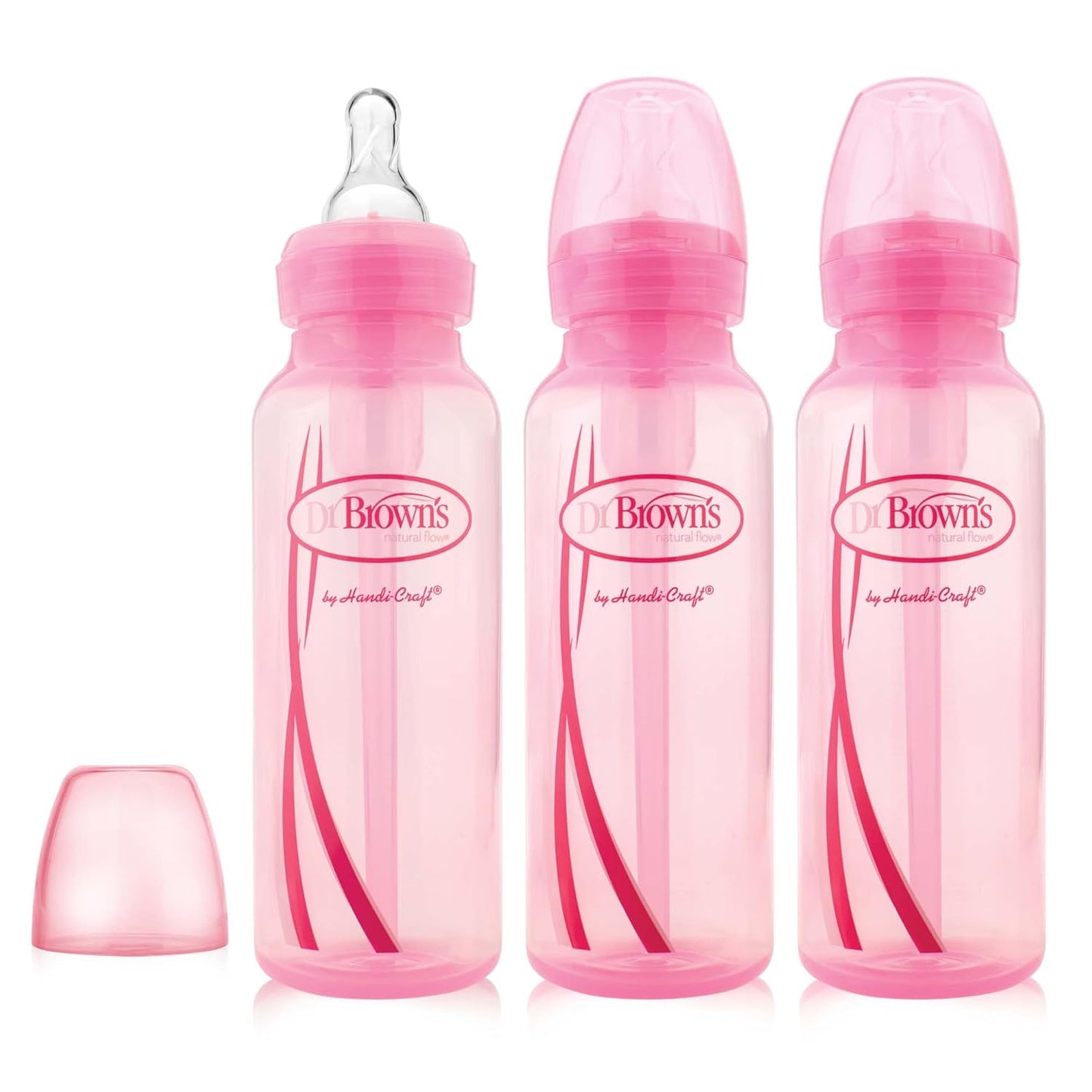 Dr. Brown'S Natural Flow Anti-Colic Options+Narrow 8Oz/250Ml Baby Bottle + Lovey Gift Set with Level 1 Slow Flow Nipples, Pink