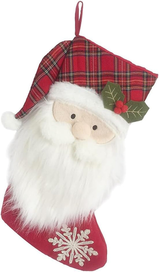 MON AMI Tartan Santa Christmas Stocking – 21, Christmas Socks Gift Bag, Christmas Décor, Christmas Socks, Holiday Christmas Decorations