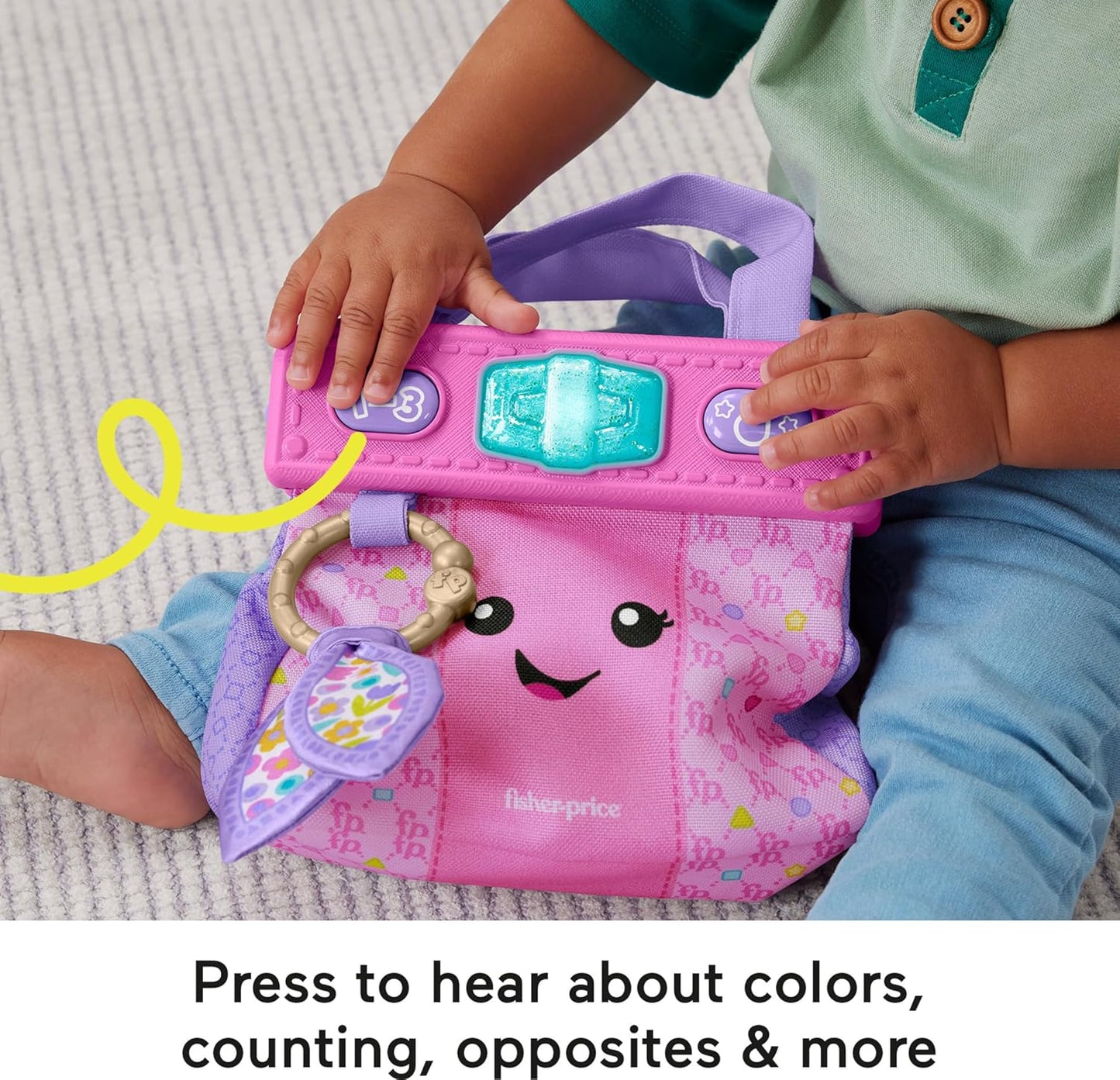 Fisher-Price Baby Learning Toy Laugh & Learn Purse, Going Places Bag with 4 Pretend Play Accessories for Infants & Toddlers Ages 6+ Months