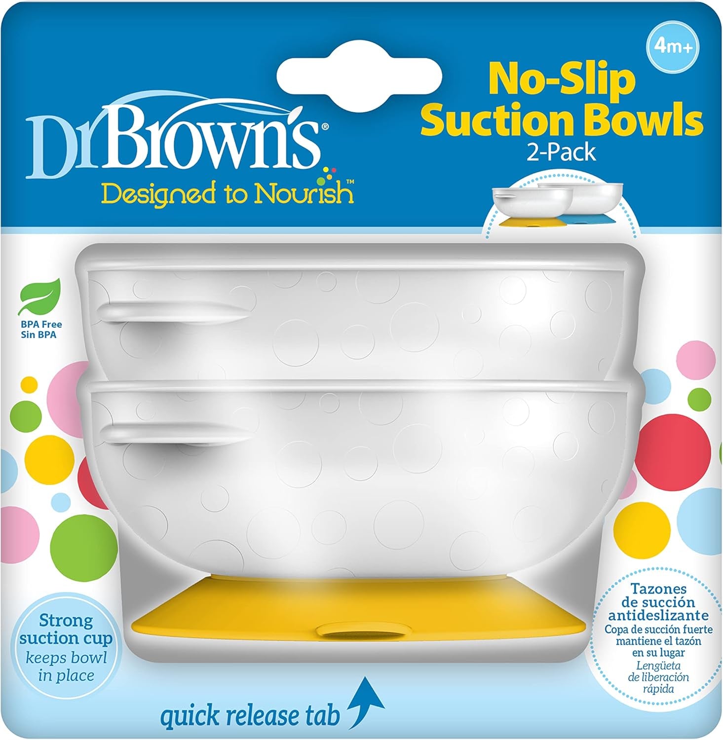 Dr. Brown'S No-Slip Strong Suction Bowl for Babies and Toddlers, BPA Free - 2-Pack